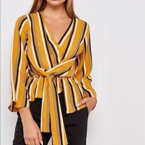 SOLD NWOT Topshop “Tiffany” Striped Wrap Effect Top